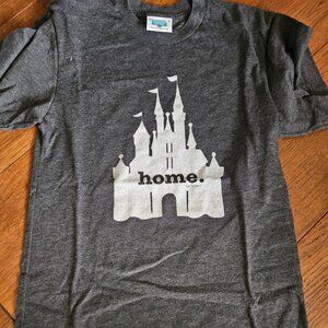 The Home T Disney Castle Home Dark Grey Shirt MENS size XS